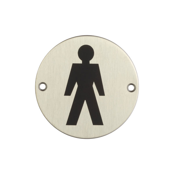 Stainless Steel Male Symbol 75mm Satin Stainless Steel