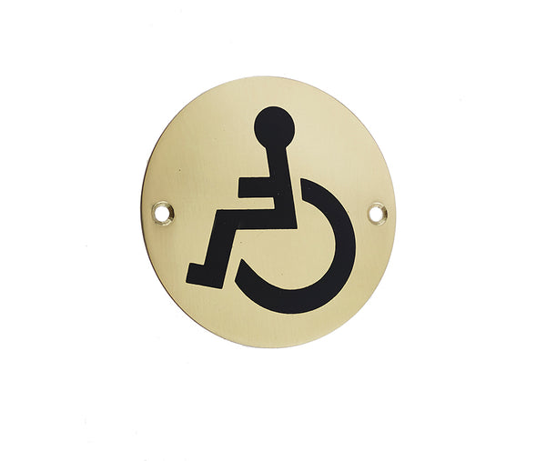 Stainless Steel Disabled Symbol 75mm Polished Brass