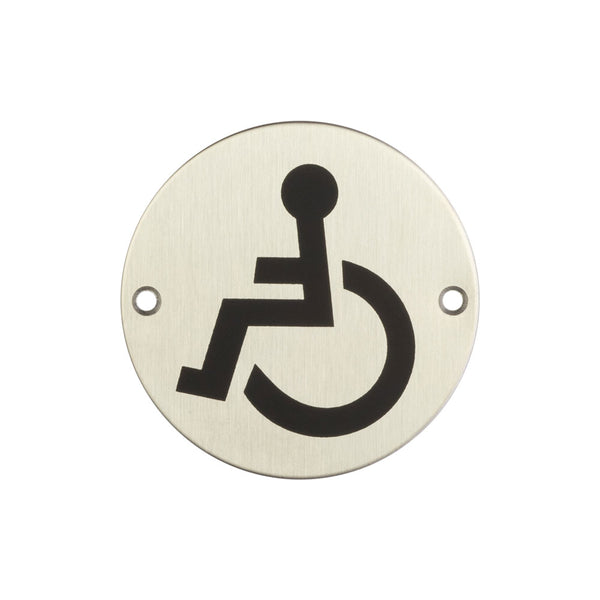 Stainless Steel Disabled Symbol 75mm Satin Stainless Steel