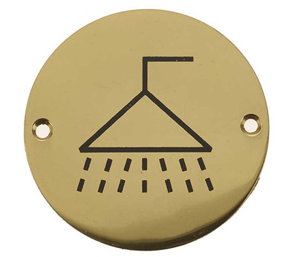 Stainless Steel Shower Symbol 75mm Polished Brass