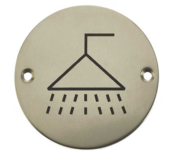 Stainless Steel Shower Symbol 75mm Polished Stainless Steel