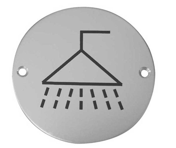 Stainless Steel Shower Symbol 75mm Satin Anodised Aluminium