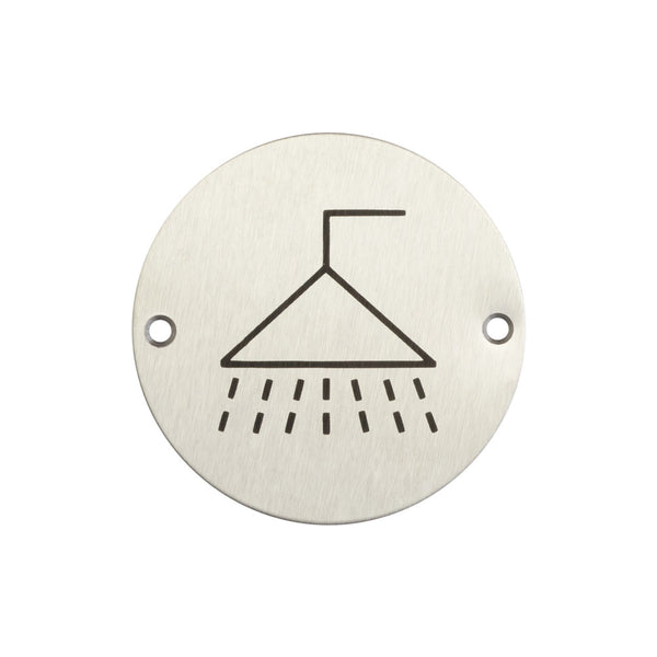 Stainless Steel Shower Symbol 75mm Satin Stainless Steel