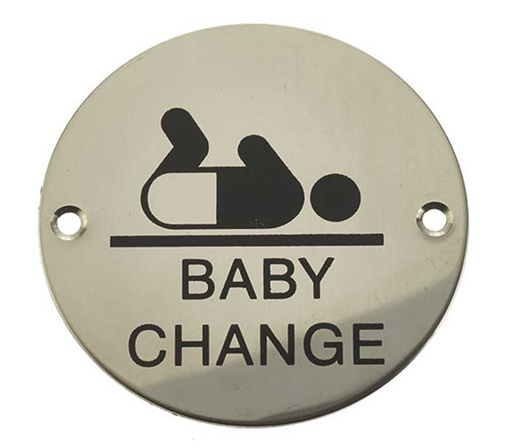 Stainless Steel Baby Change Symbol 75mm Polished Stainless Steel