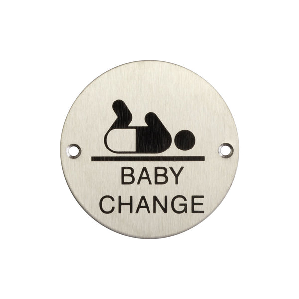 Stainless Steel Baby Change Symbol 75mm Satin Stainless Steel