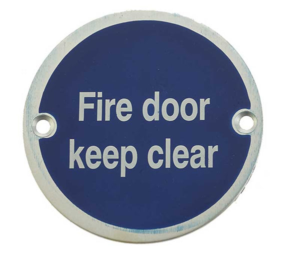 Stainless Steel Fire Door Keep Clear 75mm Satin Anodised Aluminium