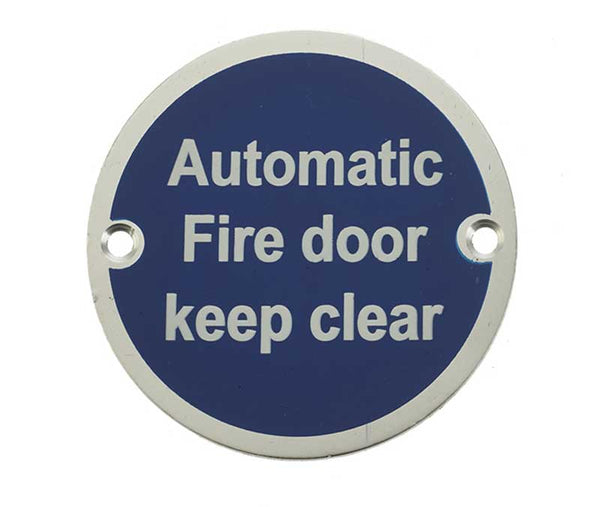 Stainless Steel Automatic Fire Door Keep Clear 75mm Satin Anodised Aluminium
