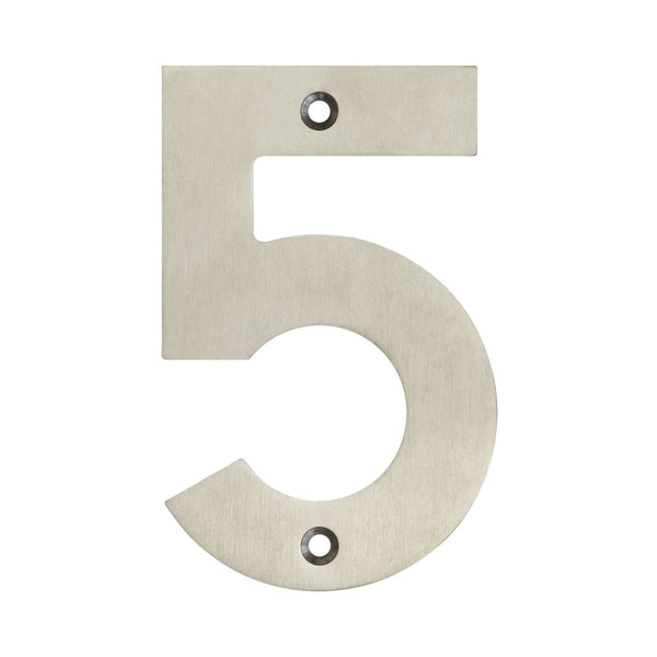 100mm Numerals SSS Finish 100mm Satin Stainless Steel No. 5