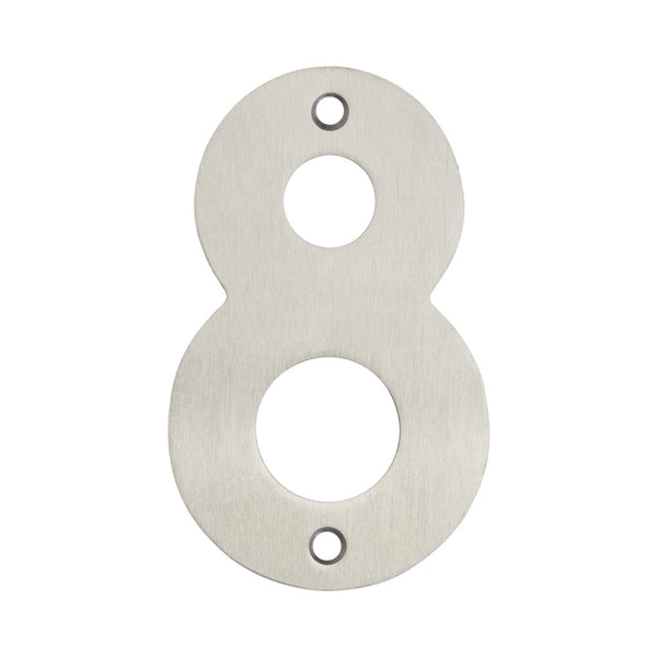 100mm Numerals SSS Finish 100mm Satin Stainless Steel No. 8