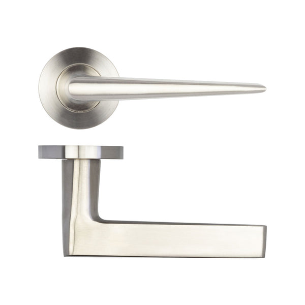 Meteor Door Handle on Rose Grade 304 Satin Stainless Steel