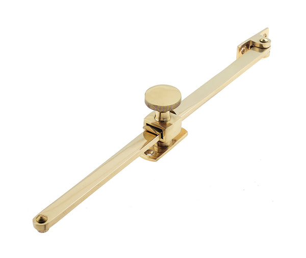Jedo Sliding Screw Down Casement Stays 305mm Polished Brass