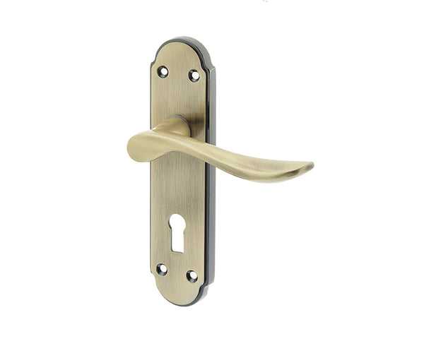 Henley Suite Door Handle on Lockplate Antique Bronze