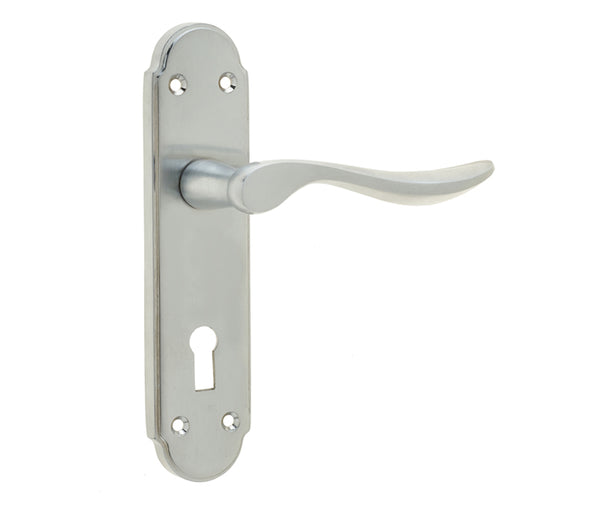 Henley Suite Door Handle on Lockplate Satin Chrome