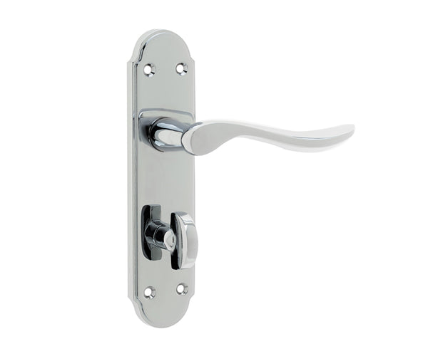 Henley Suite Door Handle on Bathroom Plate Polished Chrome
