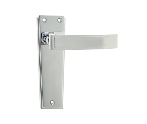 Deco Door Handle on Latchplate Polished Chrome