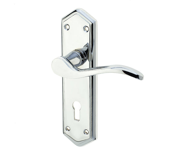 Paris Suite Door Handles on Lockplate Polished Chrome