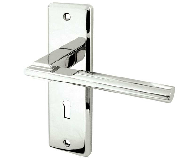Delta Suite Door Handles on Lockplate Polished Chrome