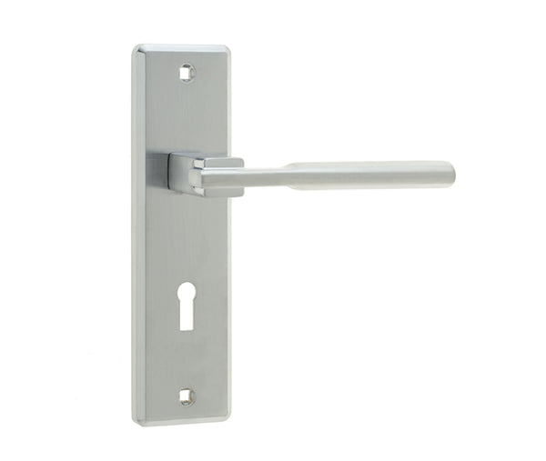 Delta Suite Door Handles on Lockplate Satin Chrome