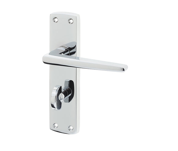 Bray Door Handle on Bathroom Plate Polished Chrome