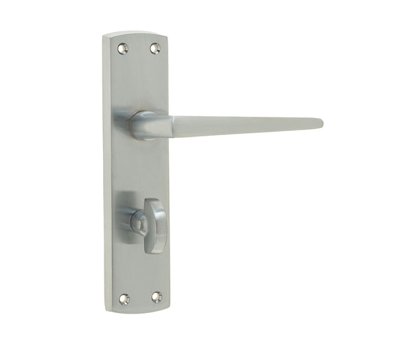 Bray Door Handle on Bathroom Plate Satin Chrome