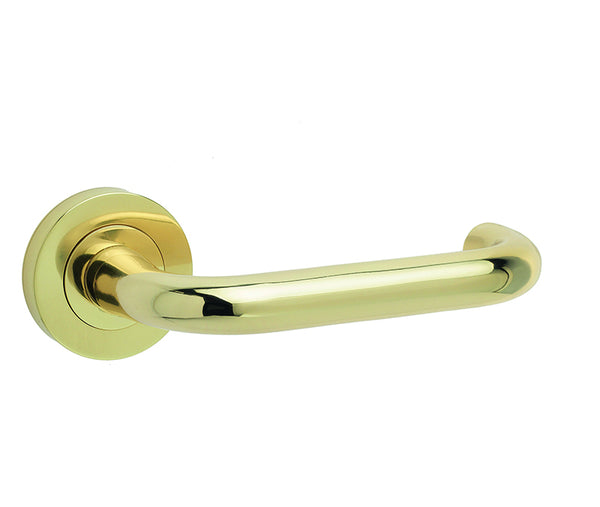 Thame Door Handle on Rose Polished Brass