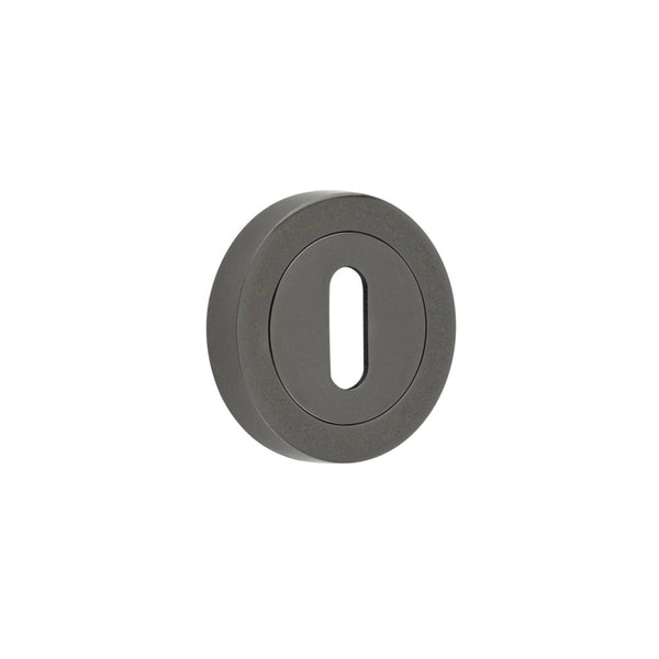 Jedo Designer Standard Keyway Escutcheons on 50mm Round Rose Black Nickel