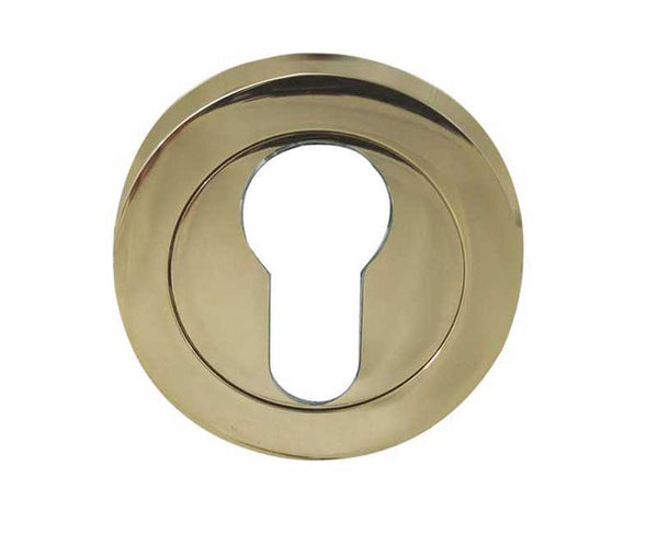 Jedo Designer Euro Profile Escutcheons on 50mm Round Rose Brass Finish