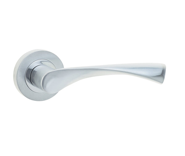 Twirl Door Handle on Rose Polished Chrome/Satin Chrome