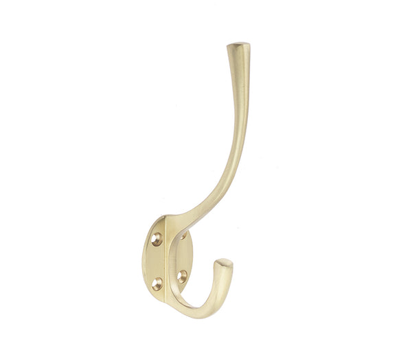 Jedo Solid Brass Hat & Coat Hook 142mm Satin Brass