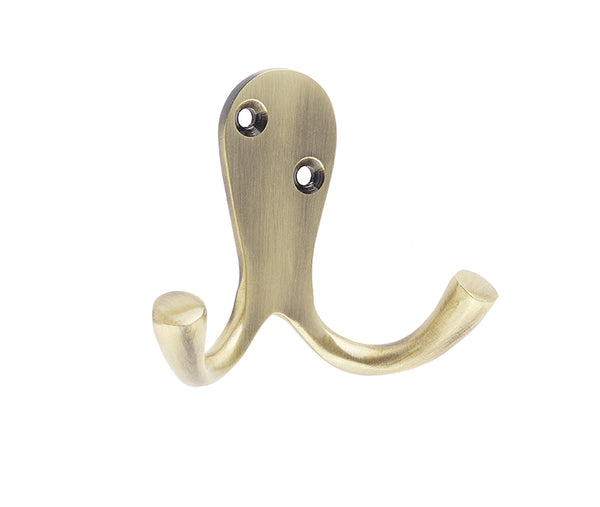 Jedo Double Robe Hooks 53mm Antique Brass