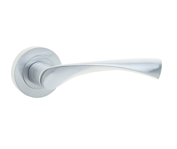 Comet Door Handle on Rose Satin Chrome