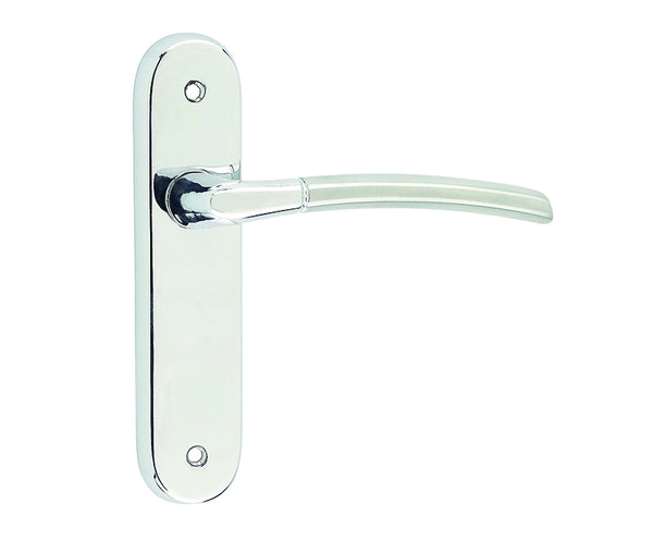 Lorenzo Kontrax Suite Door Handle on Latchplate Polished Chrome/Satin Chrome