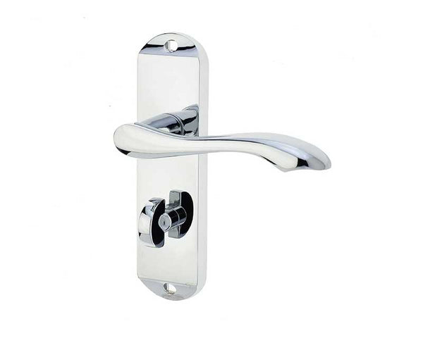 Broadway Suite Door Handle on Bathroom Plate Polished Chrome