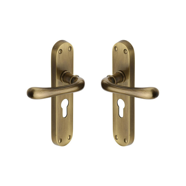 Luna Door Handle on Plate by M Marcus - Heritage Brass