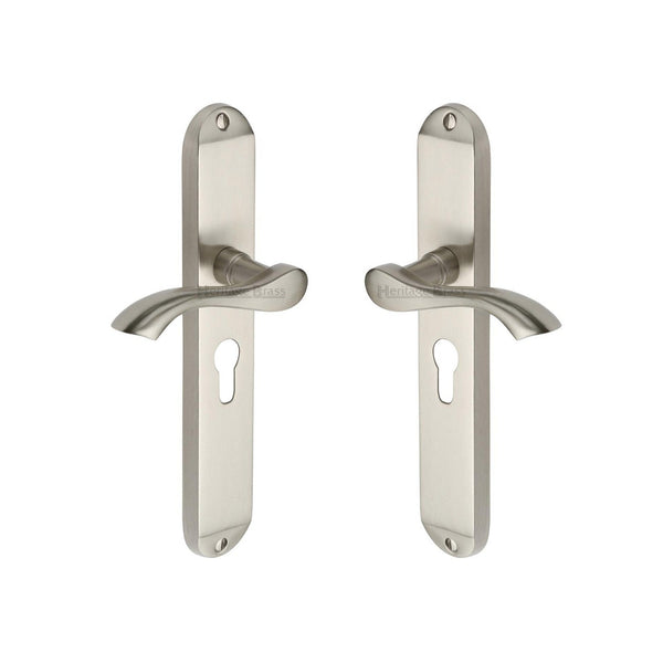 Algarve Long Door Handle on Plate by M Marcus - Heritage Brass