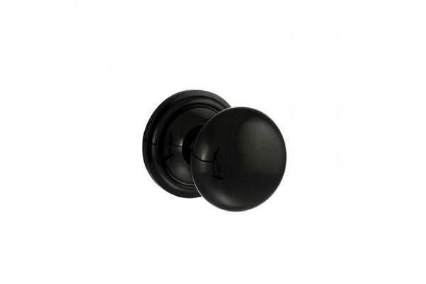 Old English Harrogate Solid Brass Mushroom Mortice Knob on Concealed Fix Rose - Black Nickel - Default