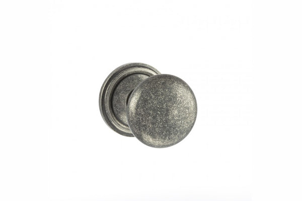 Old English Harrogate Solid Brass Mushroom Mortice Knob on Concealed Fix Rose - Distressed Silver - Default