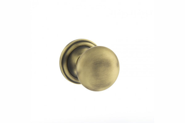 Old English Harrogate Solid Brass Mushroom Mortice Knob on Concealed Fix Rose - Matt Antique Brass - Default
