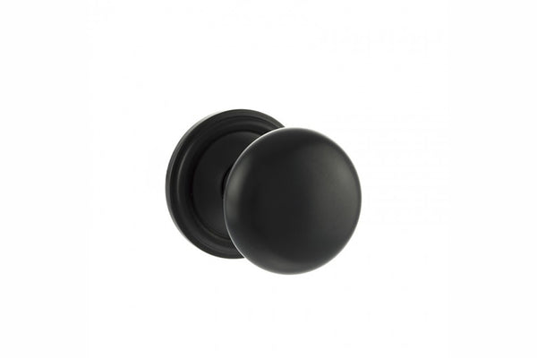 Old English Harrogate Solid Brass Mushroom Mortice Knob on Concealed Fix Rose - Matt Black - Default
