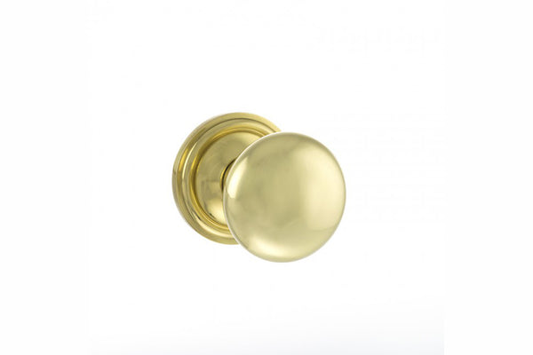 Old English Harrogate Solid Brass Mushroom Mortice Knob on Concealed Fix Rose