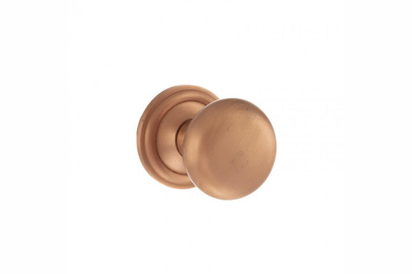 Old English Harrogate Solid Brass Mushroom Mortice Knob on Concealed Fix Rose - Urban Satin Copper - Default