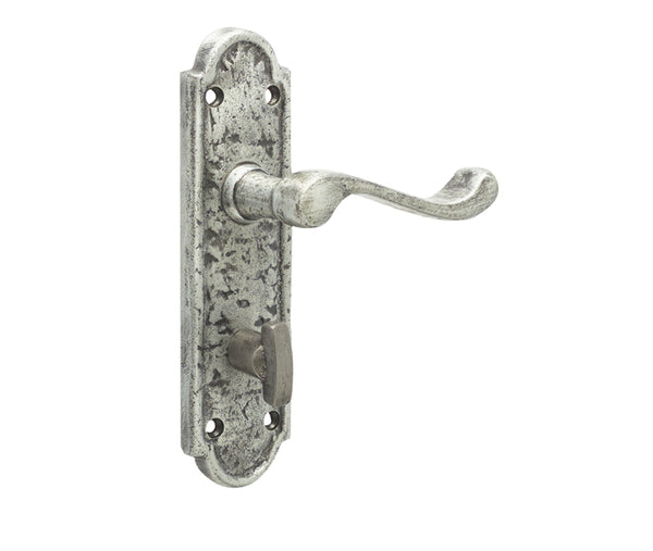 Turnberry Suite Door Handle on \Bathroom Plate Pewter