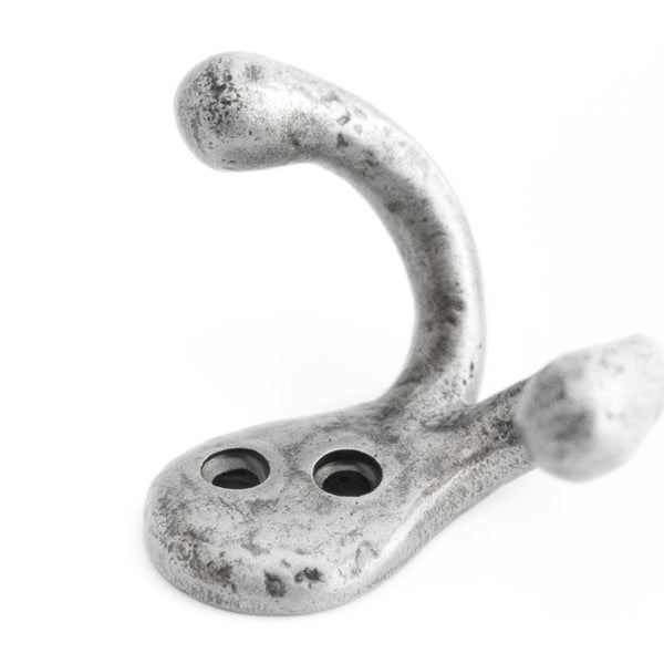 Antique Double Robe Hooks Pewter