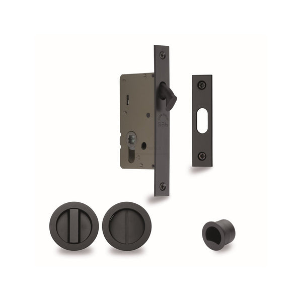 Sliding Lock with Round Privacy Turns by M Marcus - Heritage Brass