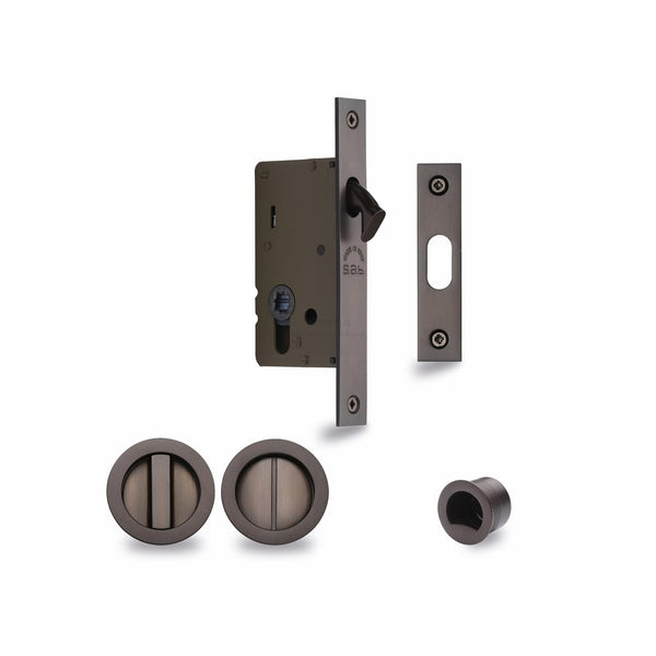 Sliding Lock with Round Privacy Turns by M Marcus - Heritage Brass