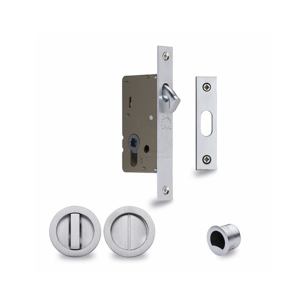 Sliding Lock with Round Privacy Turns by M Marcus - Heritage Brass