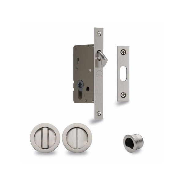 Sliding Lock with Round Privacy Turns by M Marcus - Heritage Brass