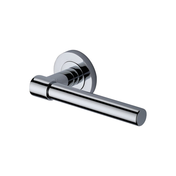 Phoenix Door Handle on Round Rose by M Marcus - Heritage Brass