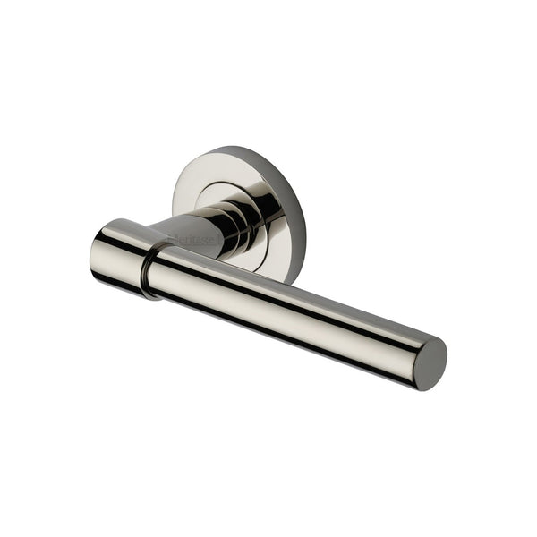Phoenix Door Handle on Round Rose by M Marcus - Heritage Brass