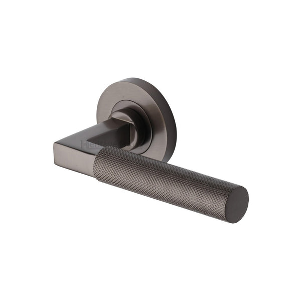Signac Door Handle on Round Rose by M Marcus - Heritage Brass